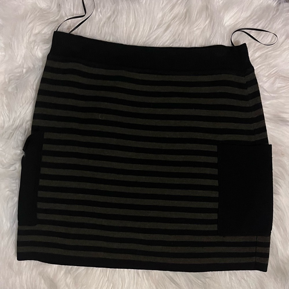 Robert Graham Stripe fine gauge sweater mini skirt with patch pockets